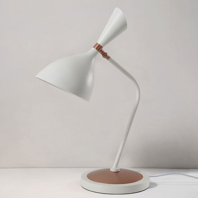 Contemporary Scandinavian Conical Iron Lampshade Round Base 1 - Light Table Lamp For Bedroom