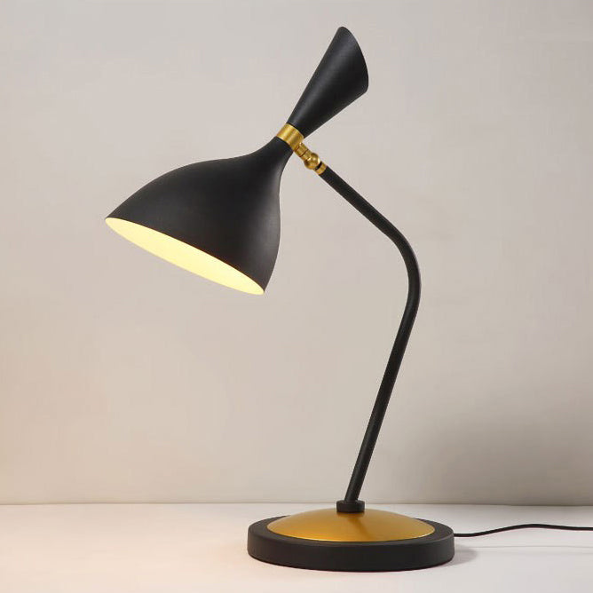 Contemporary Scandinavian Conical Iron Lampshade Round Base 1 - Light Table Lamp For Bedroom