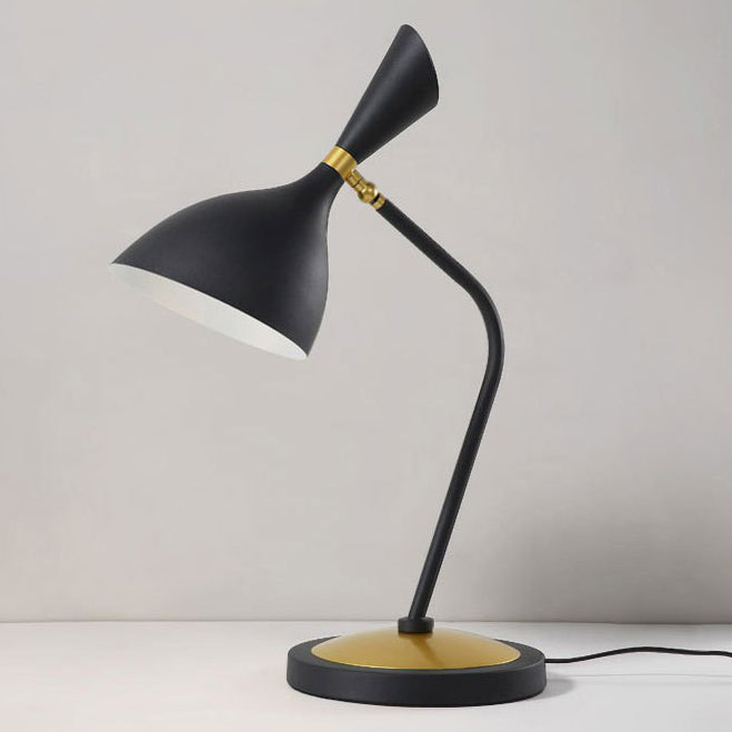 Contemporary Scandinavian Conical Iron Lampshade Round Base 1 - Light Table Lamp For Bedroom