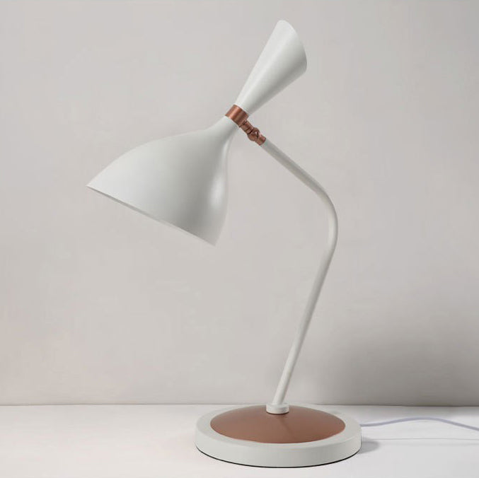Contemporary Scandinavian Conical Iron Lampshade Round Base 1 - Light Table Lamp For Bedroom