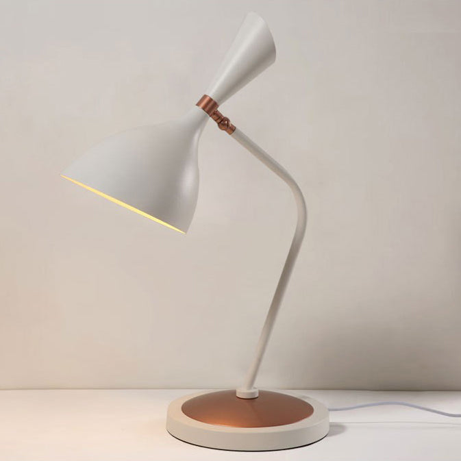 Contemporary Scandinavian Conical Iron Lampshade Round Base 1 - Light Table Lamp For Bedroom