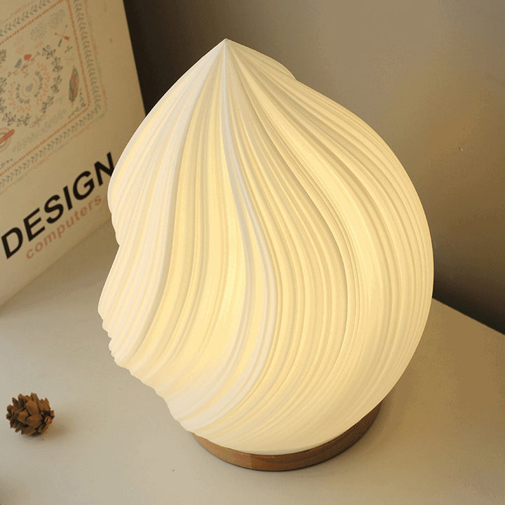Contemporary Nordic Peach PVC Lampshade Round Solid Wood Base 1 - Light Table Lamp For Bedroom