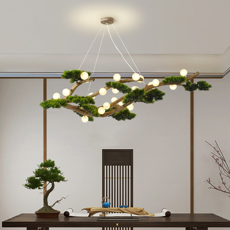 Traditional Japanese Welcoming Pine Branches 12/28 - Light Chandelier Island Light For Dining Room