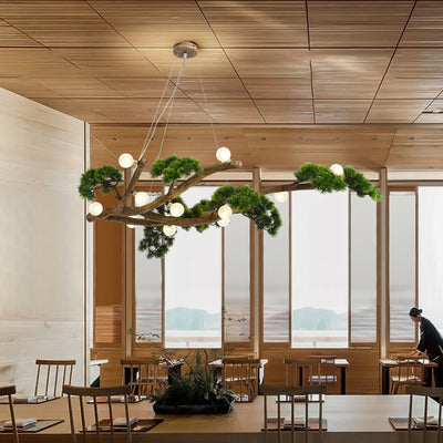 Traditional Japanese Welcoming Pine Branches 12/28 - Light Chandelier Island Light For Dining Room