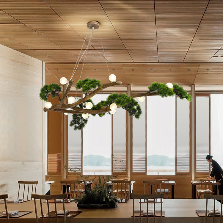Traditional Japanese Welcoming Pine Branches 12/28 - Light Chandelier Island Light For Dining Room