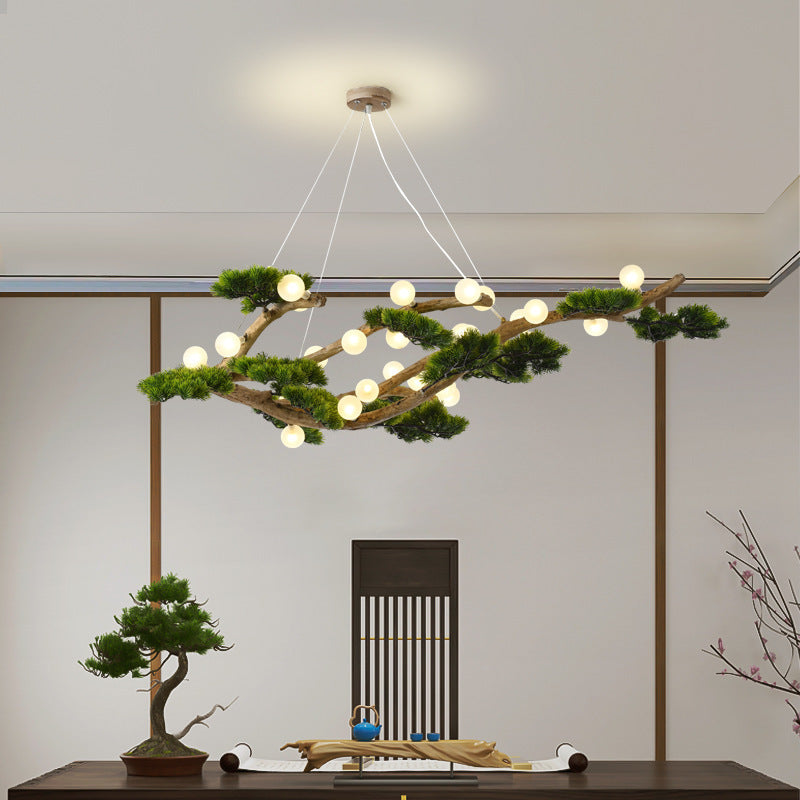 Traditional Japanese Welcoming Pine Branches 12/28 - Light Chandelier Island Light For Dining Room