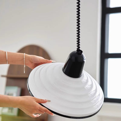 Contemporary Scandinavian Conical Bowl Shape Glass Lampshade Iron 1 - Light Pendant Light For Dining Room