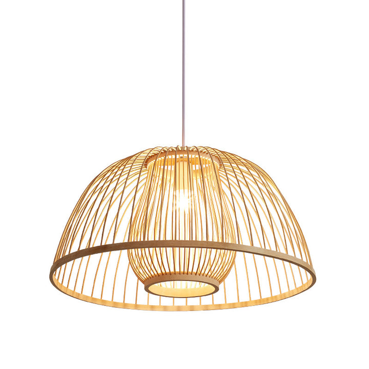 Abat-jour en bambou en demi-cercle traditionnel japonais 1 - Lustre lumineux pour salle à manger 