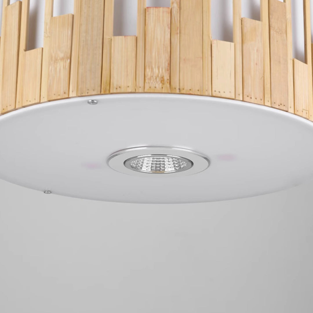 Zeitgenössische industrielle zylindrische vertikale Linien Bambusgeflecht 1 - Licht Pendelleuchte für Esszimmer 