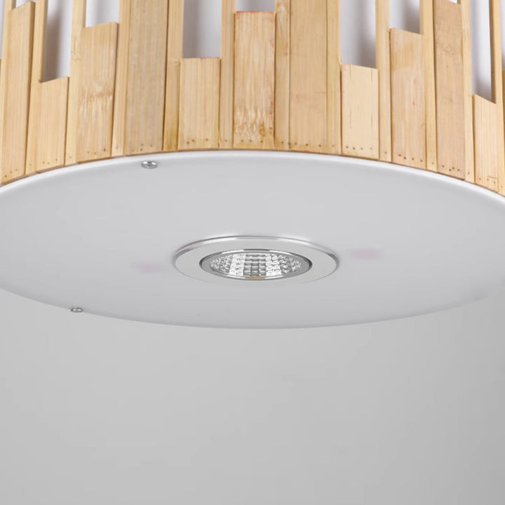Zeitgenössische industrielle zylindrische vertikale Linien Bambusgeflecht 1 - Licht Pendelleuchte für Esszimmer 