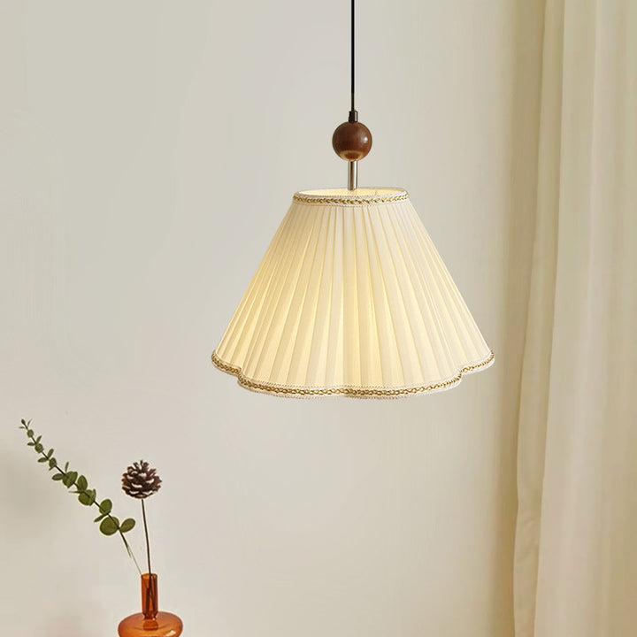 Abat-jour en tissu de forme jupe japonaise traditionnelle en bois massif 1 - Suspension lumineuse pour salon 