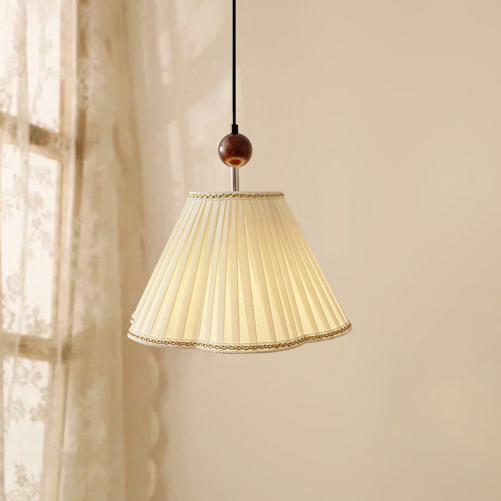 Abat-jour en tissu de forme jupe japonaise traditionnelle en bois massif 1 - Suspension lumineuse pour salon 