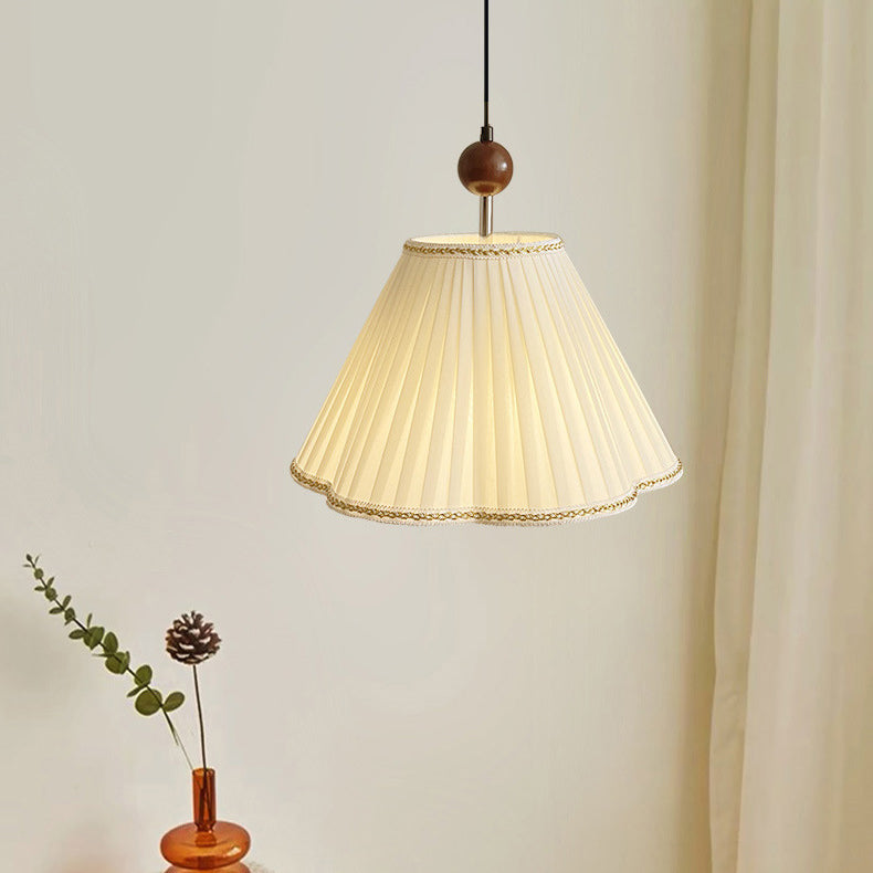 Abat-jour en tissu de forme jupe japonaise traditionnelle en bois massif 1 - Suspension lumineuse pour salon 