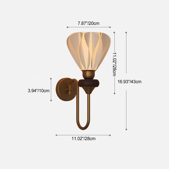 Traditional French Skirt Swing PLA Lampshade Iron Solid Wood 1 - Light Wall Sconce Lamp For Bedroom