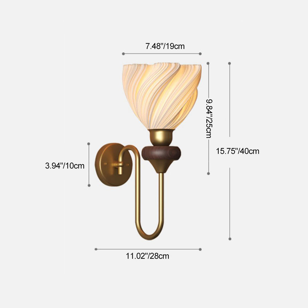 Traditional French Skirt Swing PLA Lampshade Iron Solid Wood 1 - Light Wall Sconce Lamp For Bedroom