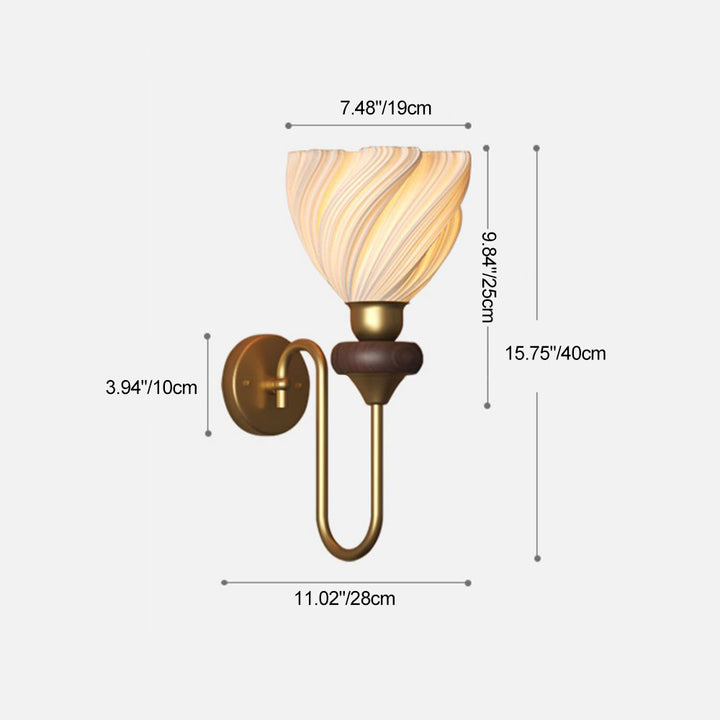 Traditional French Skirt Swing PLA Lampshade Iron Solid Wood 1 - Light Wall Sconce Lamp For Bedroom