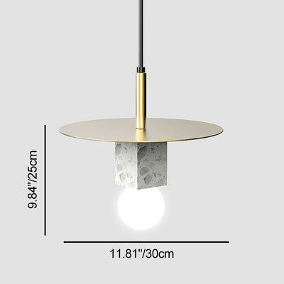 Contemporary Scandinavian Electroplating Metal Square Marble Lampshade 1 - Light Pendant Light For Dining Room