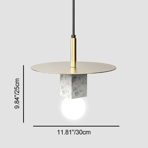 Contemporary Scandinavian Electroplating Metal Square Marble Lampshade 1 - Light Pendant Light For Dining Room