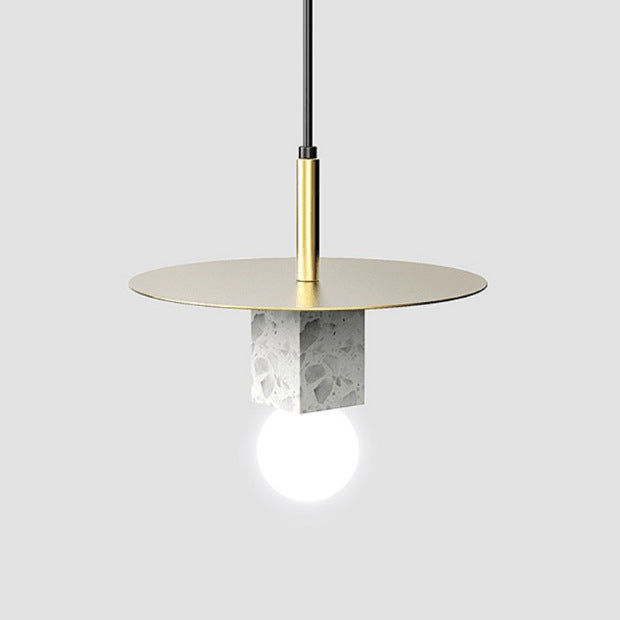 Contemporary Scandinavian Electroplating Metal Square Marble Lampshade 1 - Light Pendant Light For Dining Room