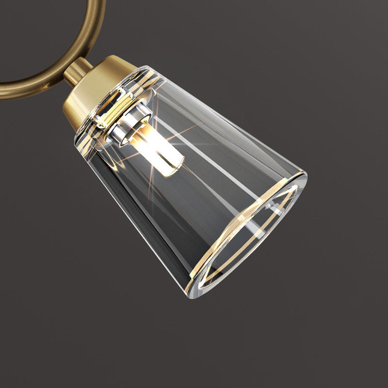 Contemporary Scandinavian Dome Copper Glass Lampshade Iron 2 - Light Semi-Flush Mount Ceiling Light For Living Room