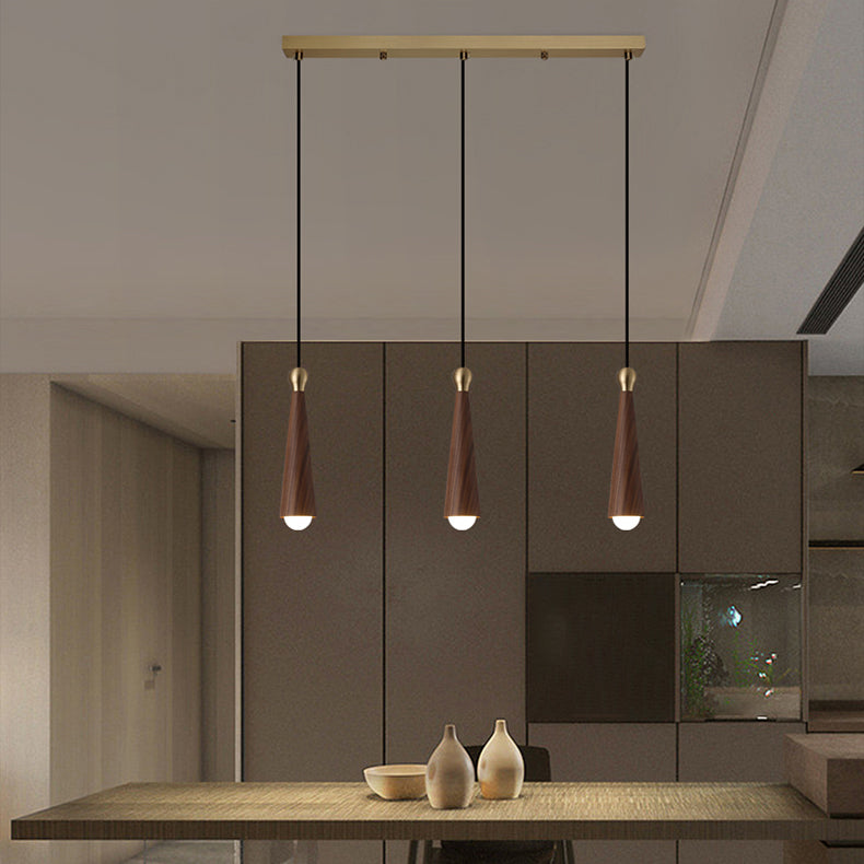 Contemporary Scandinavian Dome Small Cone Copper Ash LED Chandeliers For Dining Room