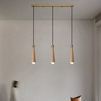 Contemporary Scandinavian Dome Small Cone Copper Ash LED Chandeliers For Dining Room