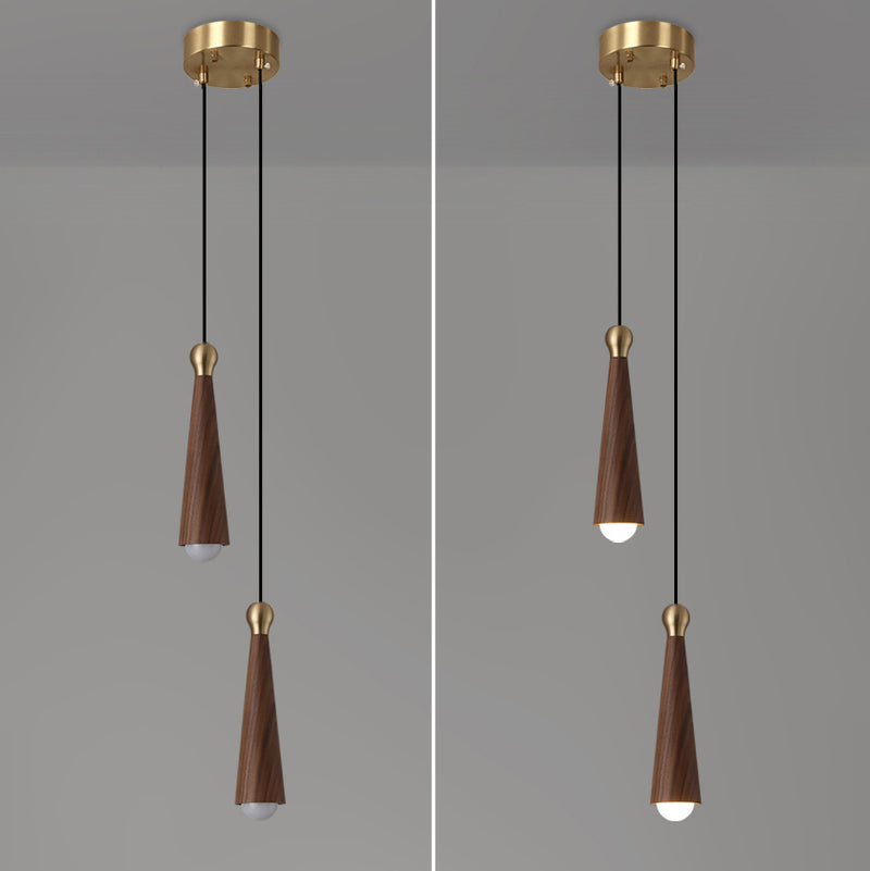 Contemporary Scandinavian Dome Small Cone Copper Ash LED Chandeliers For Dining Room