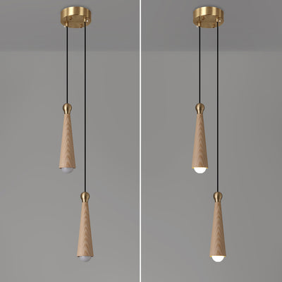 Contemporary Scandinavian Dome Small Cone Copper Ash LED Chandeliers For Dining Room
