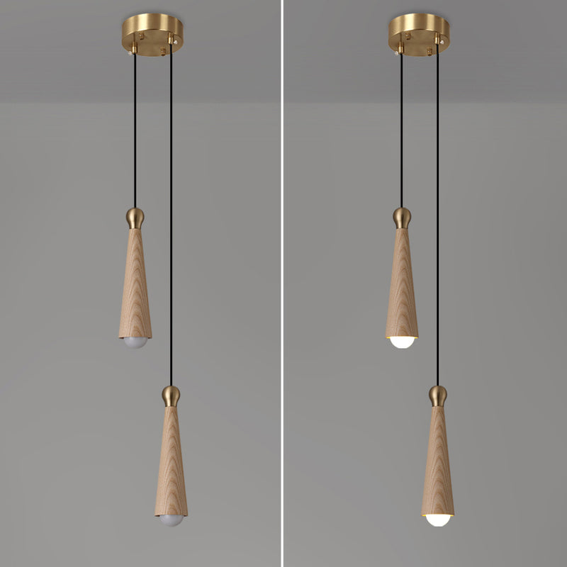 Contemporary Scandinavian Dome Small Cone Copper Ash LED Chandeliers For Dining Room