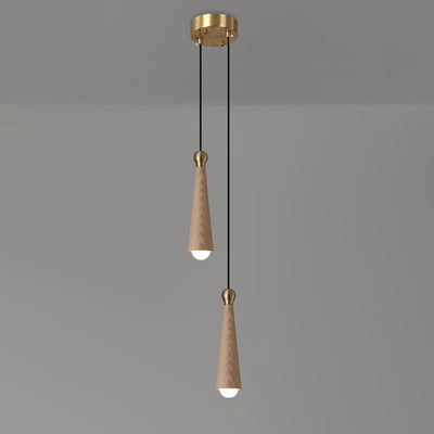 Contemporary Scandinavian Dome Small Cone Copper Ash LED Chandeliers For Dining Room