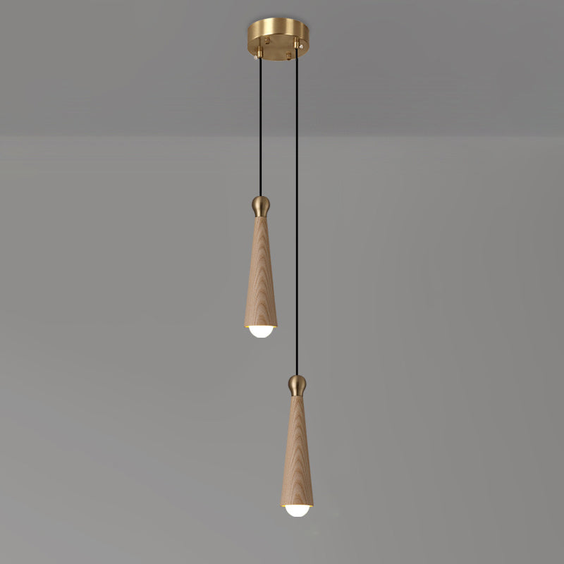 Contemporary Scandinavian Dome Small Cone Copper Ash LED Chandeliers For Dining Room