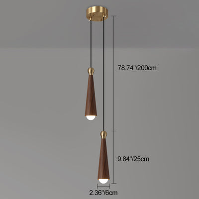 Contemporary Scandinavian Dome Small Cone Copper Ash LED Chandeliers For Dining Room