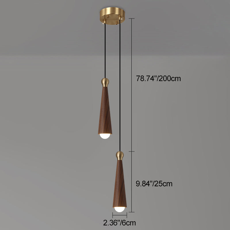 Contemporary Scandinavian Dome Small Cone Copper Ash LED Chandeliers For Dining Room