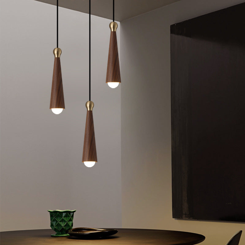 Contemporary Scandinavian Dome Small Cone Copper Ash LED Chandeliers For Dining Room