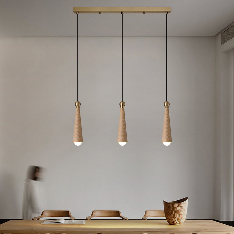Contemporary Scandinavian Dome Small Cone Copper Ash LED Chandeliers For Dining Room