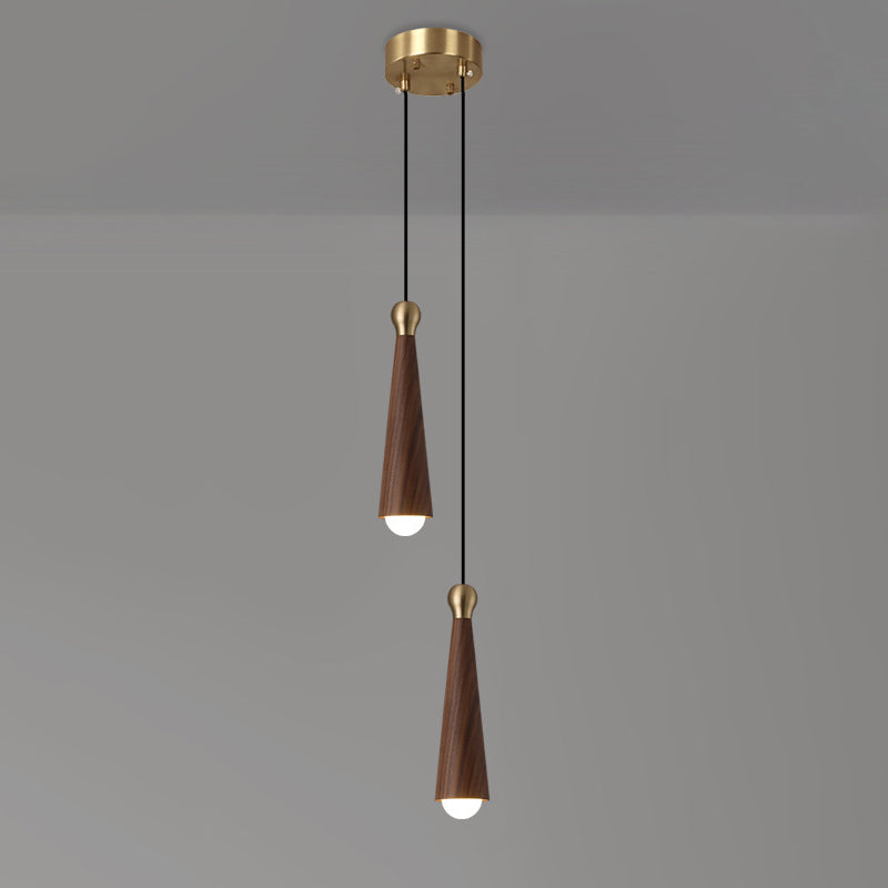 Contemporary Scandinavian Dome Small Cone Copper Ash LED Chandeliers For Dining Room