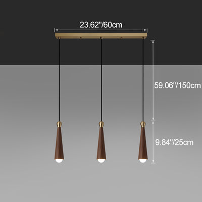 Contemporary Scandinavian Dome Small Cone Copper Ash LED Chandeliers For Dining Room