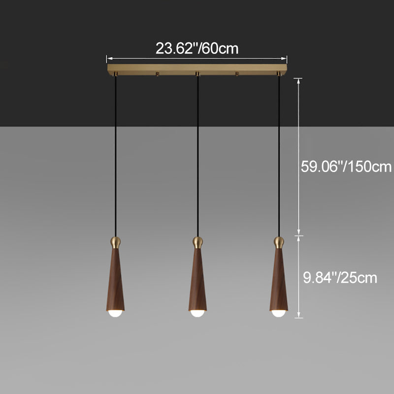 Contemporary Scandinavian Dome Small Cone Copper Ash LED Chandeliers For Dining Room