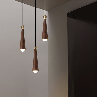 Contemporary Scandinavian Dome Small Cone Copper Ash LED Chandeliers For Dining Room