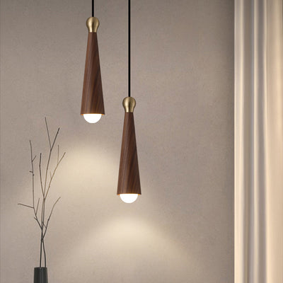 Contemporary Scandinavian Dome Small Cone Copper Ash LED Chandeliers For Dining Room