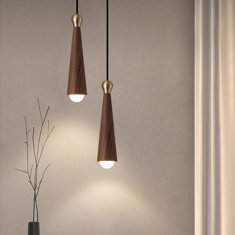 Contemporary Scandinavian Dome Small Cone Copper Ash LED Chandeliers For Dining Room