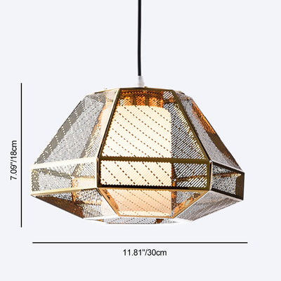 Contemporary Scandinavian Polygonal Cube Hardware Glass Lampshade 1 - Light Pendant Light For Living Room