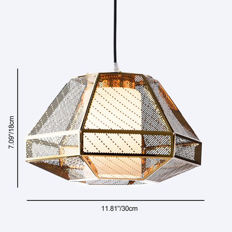 Contemporary Scandinavian Polygonal Cube Hardware Glass Lampshade 1 - Light Pendant Light For Living Room