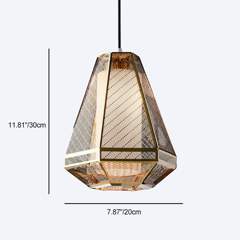 Contemporary Scandinavian Polygonal Cube Hardware Glass Lampshade 1 - Light Pendant Light For Living Room