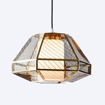 Contemporary Scandinavian Polygonal Cube Hardware Glass Lampshade 1 - Light Pendant Light For Living Room