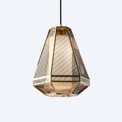 Contemporary Scandinavian Polygonal Cube Hardware Glass Lampshade 1 - Light Pendant Light For Living Room