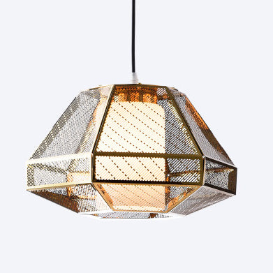 Contemporary Scandinavian Polygonal Cube Hardware Glass Lampshade 1 - Light Pendant Light For Living Room