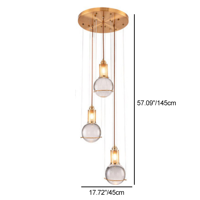 Moderne skandinavische Kuppel Orb Kristall Eisen 1/3 - Licht Kronleuchter für Esszimmer 