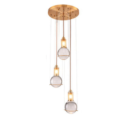 Contemporary Scandinavian Dome Orb Crystal Iron 1/3 - Light Chandelier For Dining Room