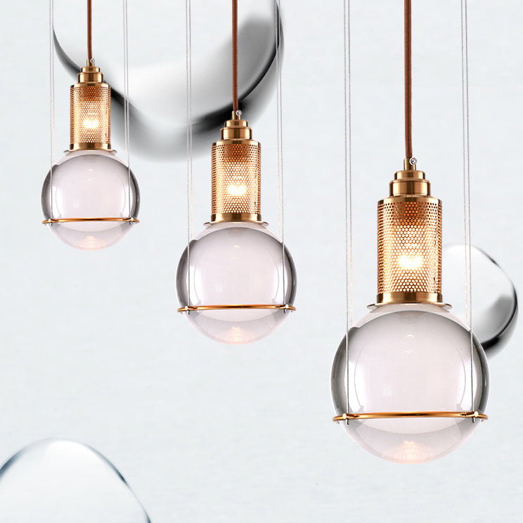 Contemporary Scandinavian Dome Orb Crystal Iron 1/3 - Light Chandelier For Dining Room